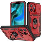 For iPhone 13 Pro Max Sliding Camera Cover Design TPU + PC Protective Case with 360 Degree Rotating Holder & Card Slot (Red+Black) - 1
