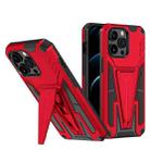 For iPhone 13 Super V Armor PC + TPU Shockproof Case with Invisible Holder(Red) - 1