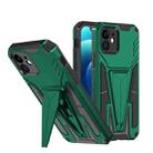 For iPhone 12 Super V Armor PC + TPU Shockproof Case with Invisible Holder(Green) - 1