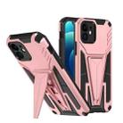 For iPhone 12 Super V Armor PC + TPU Shockproof Case with Invisible Holder(Rose Gold) - 1