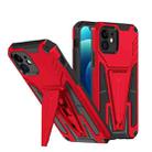 For iPhone 12 Super V Armor PC + TPU Shockproof Case with Invisible Holder(Red) - 1