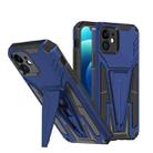 For iPhone 12 Super V Armor PC + TPU Shockproof Case with Invisible Holder(Blue) - 1