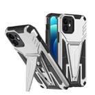 For iPhone 12 Super V Armor PC + TPU Shockproof Case with Invisible Holder(Silver) - 1