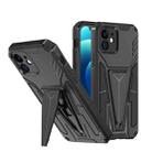 For iPhone 12 Super V Armor PC + TPU Shockproof Case with Invisible Holder(Black) - 1