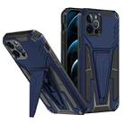 For iPhone 12 Pro Super V Armor PC + TPU Shockproof Case with Invisible Holder(Blue) - 1