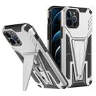 For iPhone 12 Pro Super V Armor PC + TPU Shockproof Case with Invisible Holder(Silver) - 1