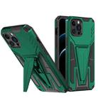 For iPhone 12 Pro Max Super V Armor PC + TPU Shockproof Case with Invisible Holder(Green) - 1