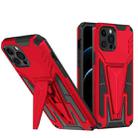 For iPhone 12 Pro Max Super V Armor PC + TPU Shockproof Case with Invisible Holder(Red) - 1