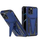 For iPhone 12 Pro Max Super V Armor PC + TPU Shockproof Case with Invisible Holder(Blue) - 1