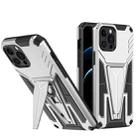 For iPhone 12 Pro Max Super V Armor PC + TPU Shockproof Case with Invisible Holder(Silver) - 1