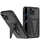 For iPhone 12 Pro Max Super V Armor PC + TPU Shockproof Case with Invisible Holder(Black) - 1