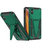 For iPhone X / XS Super V Armor PC + TPU Shockproof Case with Invisible Holder(Green) - 1