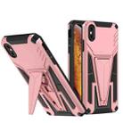 For iPhone X / XS Super V Armor PC + TPU Shockproof Case with Invisible Holder(Rose Gold) - 1
