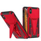 For iPhone X / XS Super V Armor PC + TPU Shockproof Case with Invisible Holder(Red) - 1