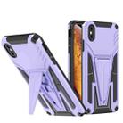 For iPhone X / XS Super V Armor PC + TPU Shockproof Case with Invisible Holder(Purple) - 1
