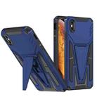 For iPhone X / XS Super V Armor PC + TPU Shockproof Case with Invisible Holder(Blue) - 1