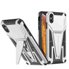 For iPhone X / XS Super V Armor PC + TPU Shockproof Case with Invisible Holder(Silver) - 1