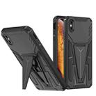 For iPhone X / XS Super V Armor PC + TPU Shockproof Case with Invisible Holder(Black) - 1