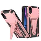 For iPhone XR Super V Armor PC + TPU Shockproof Case with Invisible Holder(Rose Gold) - 1