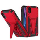 For iPhone XR Super V Armor PC + TPU Shockproof Case with Invisible Holder(Red) - 1