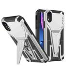 For iPhone XR Super V Armor PC + TPU Shockproof Case with Invisible Holder(Silver) - 1