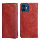 For iPhone 13 mini PU + TPU Gloss Oil Solid Color Magnetic Horizontal Flip Leather Case with Holder & Card Slot & Wallet (Brown) - 1