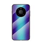 For Huawei Mate 40 Gradient Carbon Fiber Texture TPU Border Tempered Glass Case(Blue Fiber) - 1