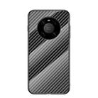 For Huawei Mate 40 Pro Gradient Carbon Fiber Texture TPU Border Tempered Glass Case(Black Fiber) - 1