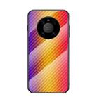 For Huawei Mate 40 Pro Gradient Carbon Fiber Texture TPU Border Tempered Glass Case(Gold Fiber) - 1