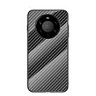 For Huawei Mate 40 Pro+ Gradient Carbon Fiber Texture TPU Border Tempered Glass Case(Black Fiber) - 1
