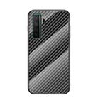 For Huawei nova 7 SE Gradient Carbon Fiber Texture TPU Border Tempered Glass Case(Black Fiber) - 1