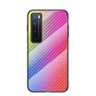 For Huawei nova 7 Pro Gradient Carbon Fiber Texture TPU Border Tempered Glass Case(Colorful Fiber) - 1