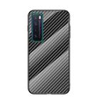 For Huawei nova 7 Gradient Carbon Fiber Texture TPU Border Tempered Glass Case(Black Fiber) - 1