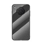 For Huawei nova 8i Gradient Carbon Fiber Texture TPU Border Tempered Glass Case(Black Fiber) - 1