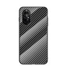 For Huawei nova 8 Gradient Carbon Fiber Texture TPU Border Tempered Glass Case(Black Fiber) - 1