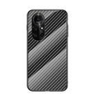 For Huawei nova 8 Pro Gradient Carbon Fiber Texture TPU Border Tempered Glass Case(Black Fiber) - 1