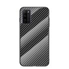 For Honor 30 Youth Gradient Carbon Fiber Texture TPU Border Tempered Glass Case(Black Fiber) - 1