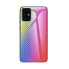 For Samsung Galaxy S21+ 5G Gradient Carbon Fiber Texture TPU Border Tempered Glass Case(Colorful Fiber) - 1