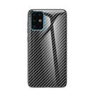 For Samsung Galaxy S21 5G Gradient Carbon Fiber Texture TPU Border Tempered Glass Case(Black Fiber) - 1