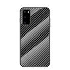 For Samsung Galaxy S20 Gradient Carbon Fiber Texture TPU Border Tempered Glass Case(Black Fiber) - 1