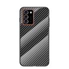 For Samsung Galaxy Note20 Ultra Gradient Carbon Fiber Texture TPU Border Tempered Glass Case(Black Fiber) - 1