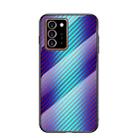 For Samsung Galaxy Note20 Ultra Gradient Carbon Fiber Texture TPU Border Tempered Glass Case(Blue Fiber) - 1