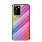 For Samsung Galaxy Note20 Ultra Gradient Carbon Fiber Texture TPU Border Tempered Glass Case(Colorful Fiber) - 1