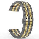 22mm Men Version Seven-beads Steel Watch Band(Black Gold) - 1