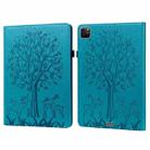 For iPad Air 2020 / Pro 11 2020 Tree & Deer Pattern Pressed Printing Horizontal Flip PU Leather Tablet Case with Holder & Card Slots & Sleep / Wake-up Function(Blue) - 1