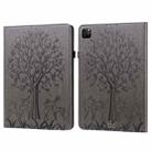 For iPad Air 2020 / Pro 11 2020 Tree & Deer Pattern Pressed Printing Horizontal Flip PU Leather Tablet Case with Holder & Card Slots & Sleep / Wake-up Function(Grey) - 1