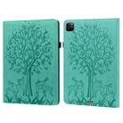 For iPad Air 2020 / Pro 11 2020 Tree & Deer Pattern Pressed Printing Horizontal Flip PU Leather Tablet Case with Holder & Card Slots & Sleep / Wake-up Function(Green) - 1