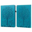 Tree & Deer Pattern Pressed Printing Horizontal Flip PU Leather Case with Holder & Card Slots & Sleep / Wake-up Function For iPad 9.7 2018/2017/Air 2/Air(Blue) - 1