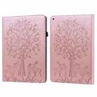 Tree & Deer Pattern Pressed Printing Horizontal Flip PU Leather Case with Holder & Card Slots & Sleep / Wake-up Function For iPad 9.7 2018/2017/Air 2/Air(Pink) - 1