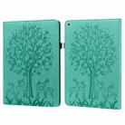 Tree & Deer Pattern Pressed Printing Horizontal Flip PU Leather Case with Holder & Card Slots & Sleep / Wake-up Function For iPad 9.7 2018/2017/Air 2/Air(Green) - 1